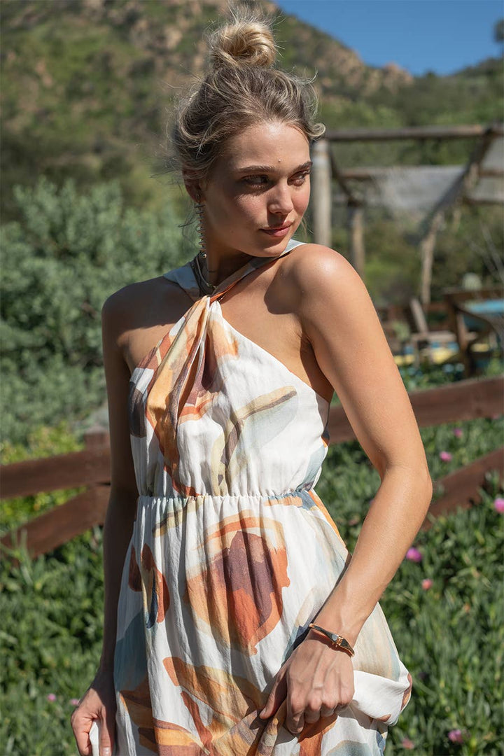 Coastal Canvas Halter Maxi Dress
