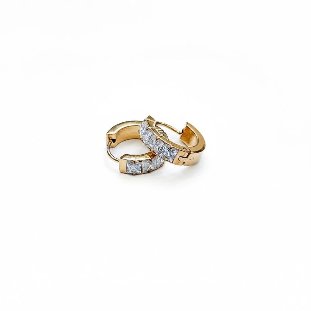 Demi Diamond Huggie Hoops - waterproof