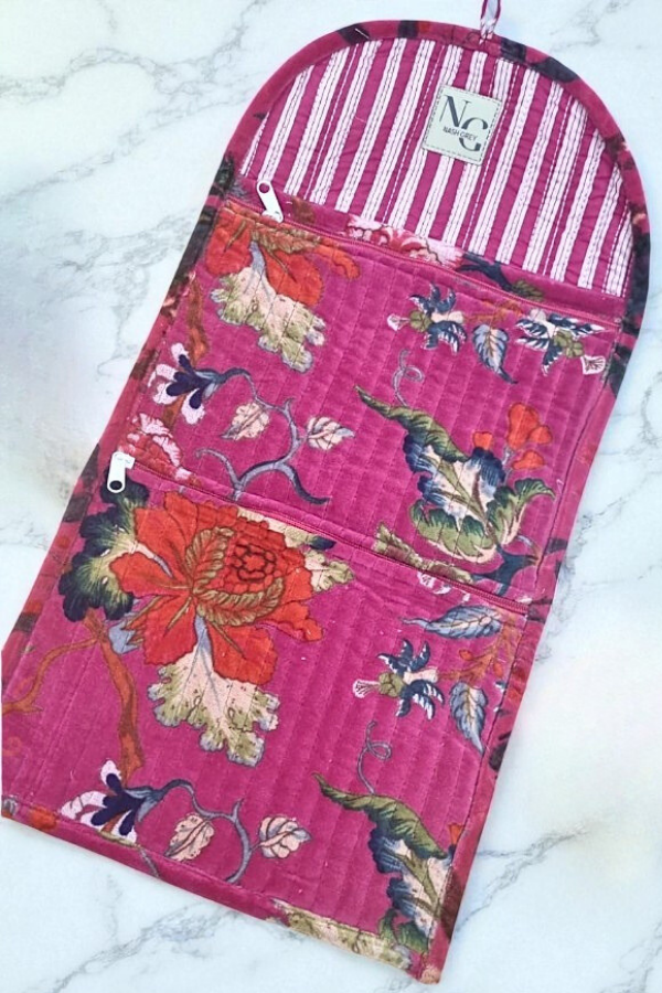 Cora Pink Velvet Jewelry Pouch