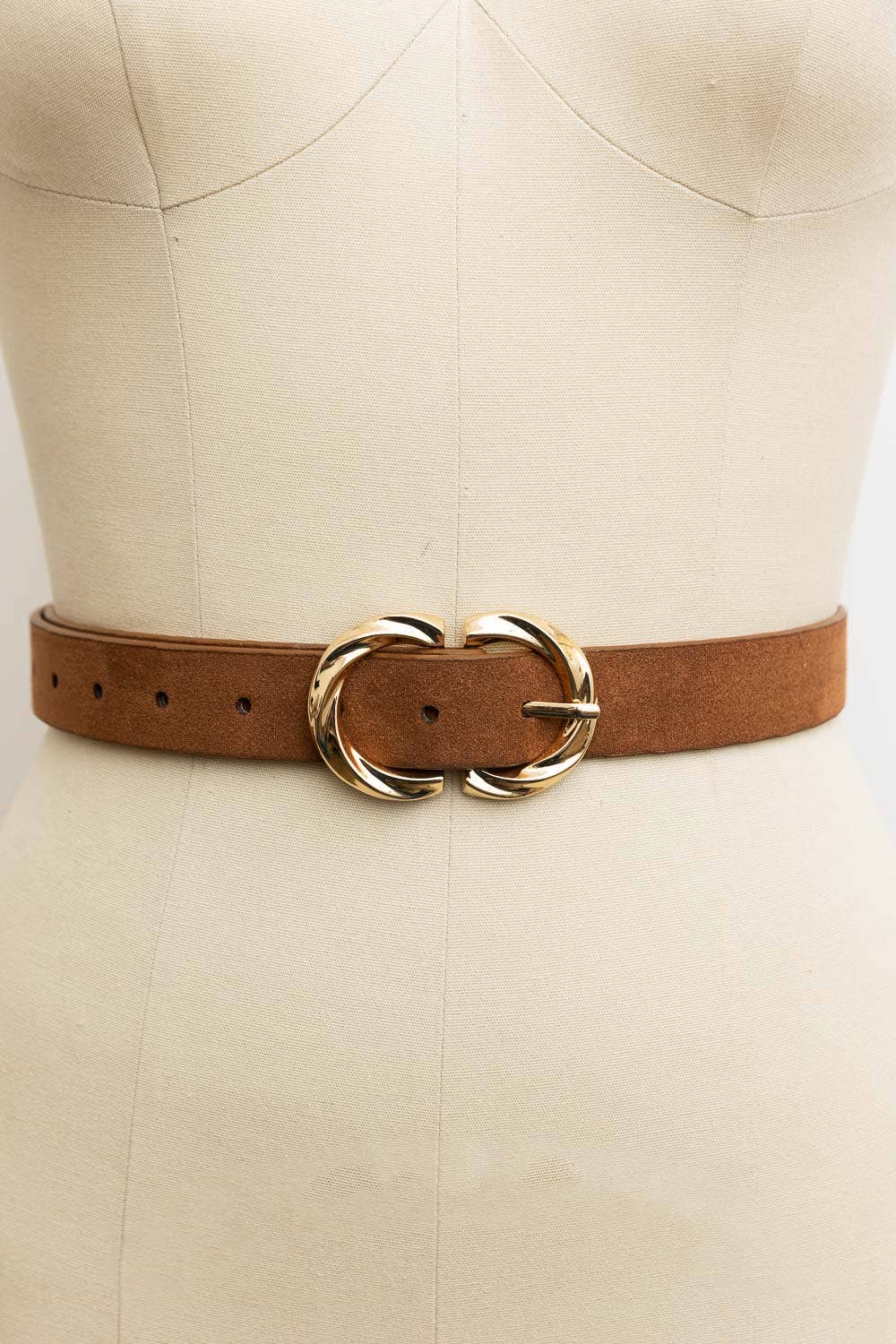 Double C Buckle Suede Belt
