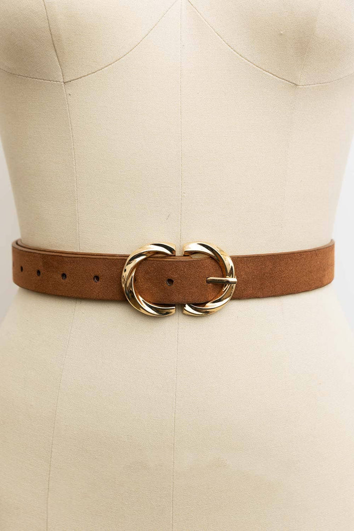 Double C Buckle Suede Belt
