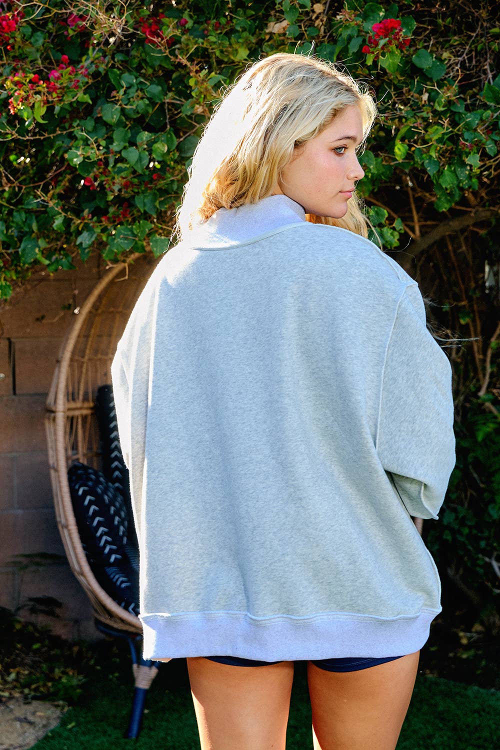 PILATES & YOGA Print Reversible Mockneck Sweatshirt {Preorder}