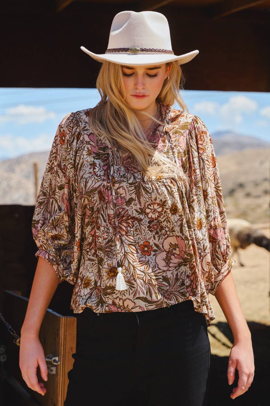 Maddi Bohemian Floral Peasant Blouse