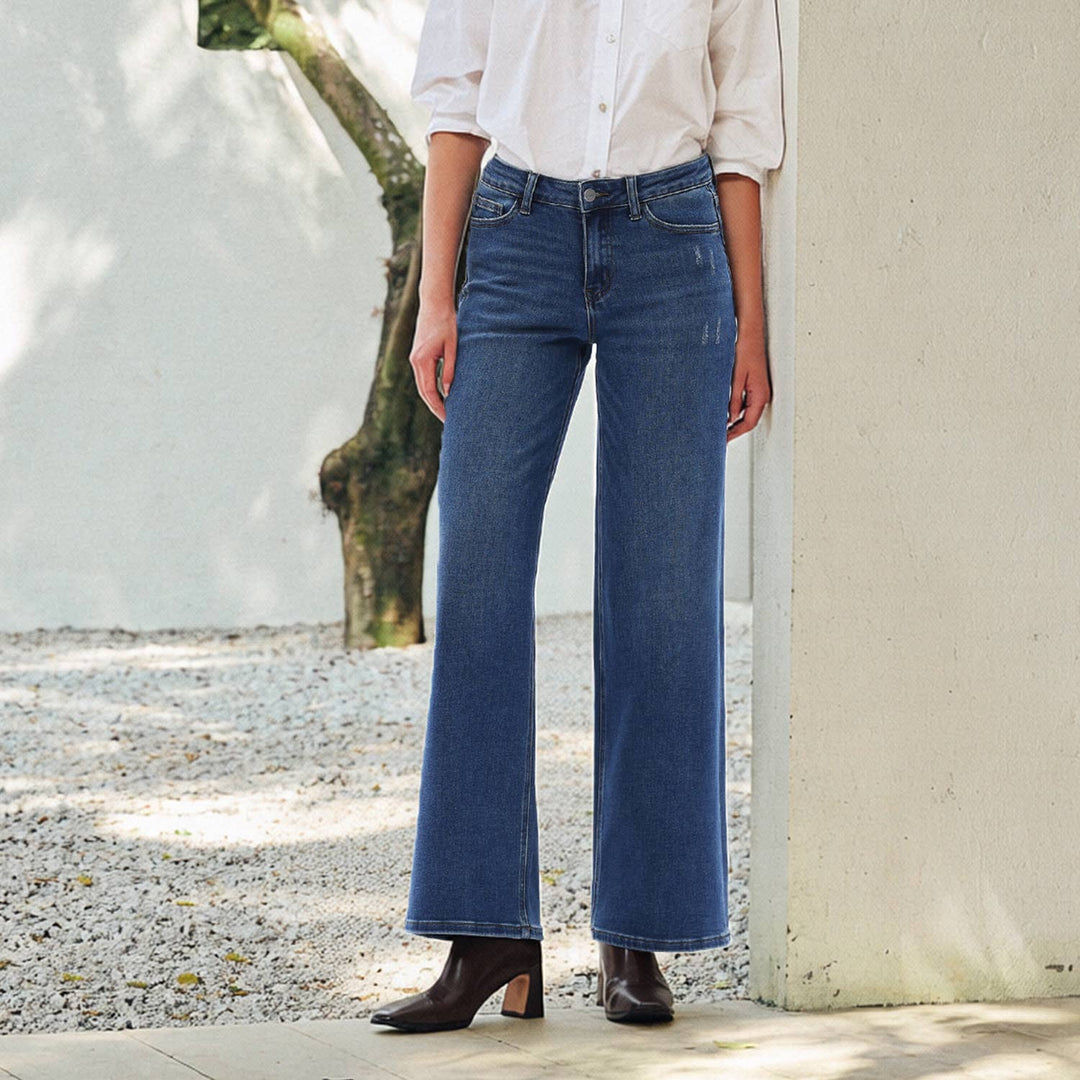 Rowanne Mid-Rise Wide Leg Jeans