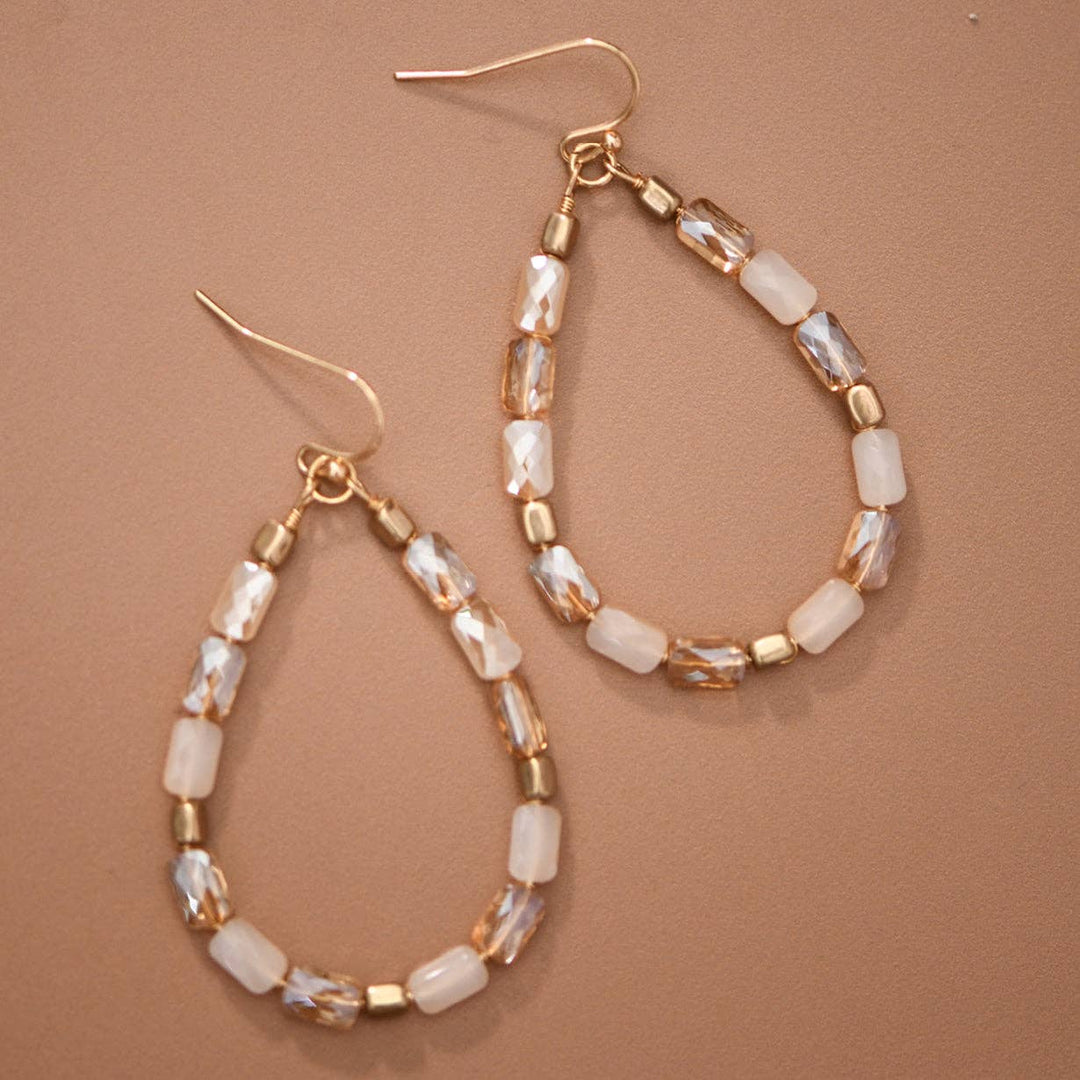 Beaded Teardrop Crystal Earrings