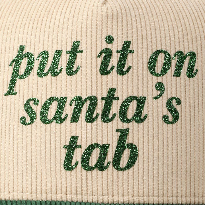 Put It On Santa's Tab Glitter Corduroy Hat