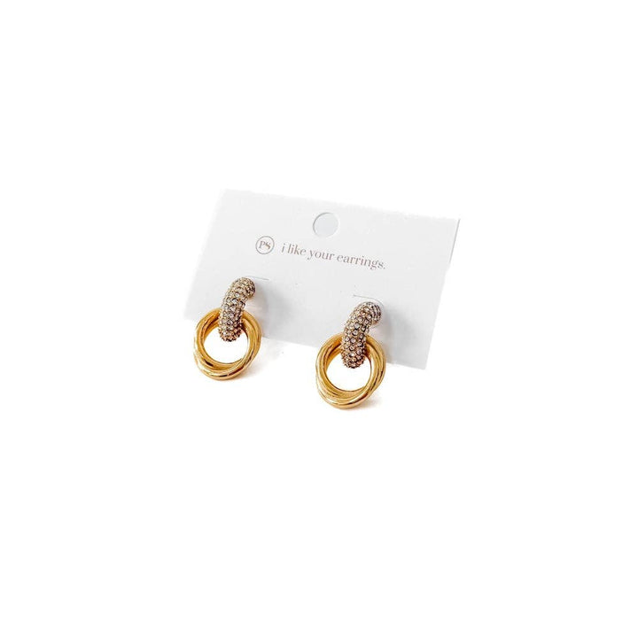 Double Hoop Diamond Earrings - waterproof