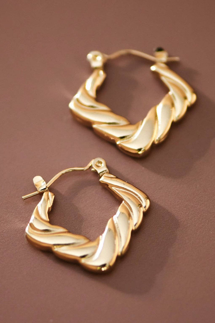 Gold Twist Hoop Earrings