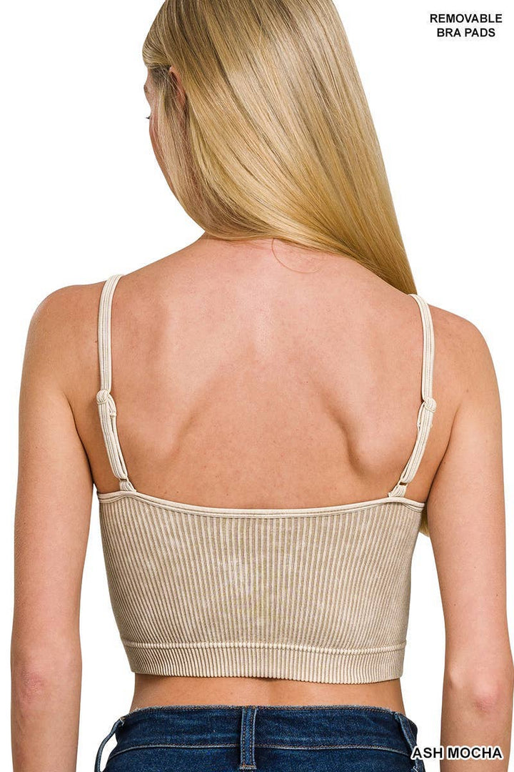 Stone Washed Ribbed Seamless Tank Top