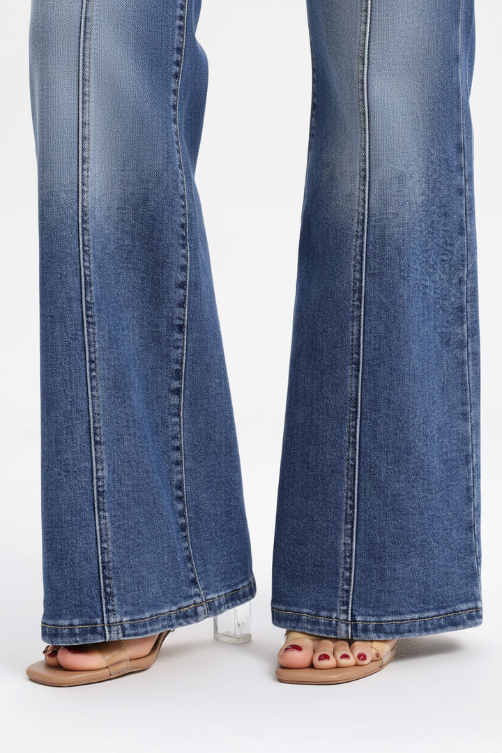 Sculpted Seam Wide Leg Jeans