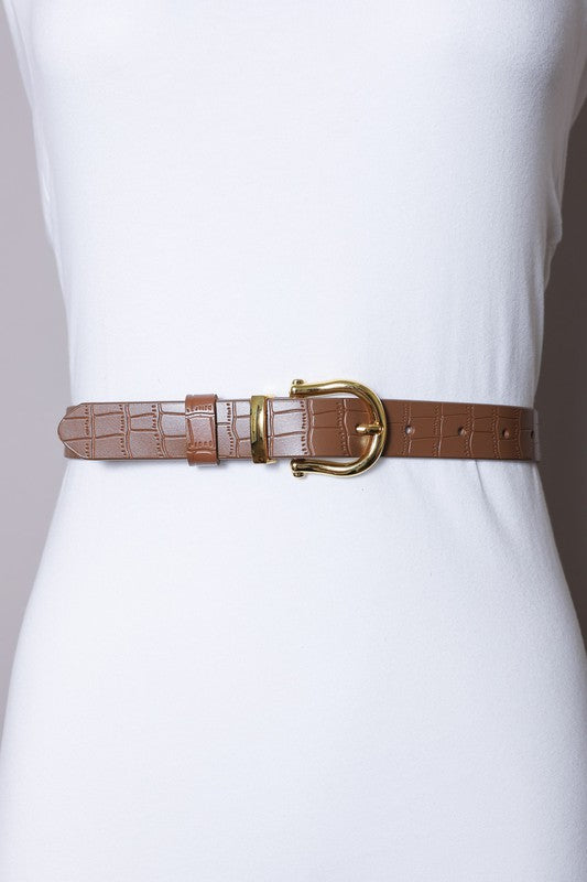 Leather Faux Alligator Skin Belt