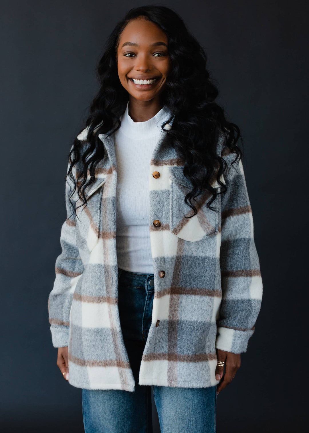 Landon Neutral Plaid Jacket