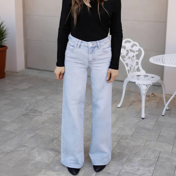 Rowanne Mid-Rise Wide Leg Jeans