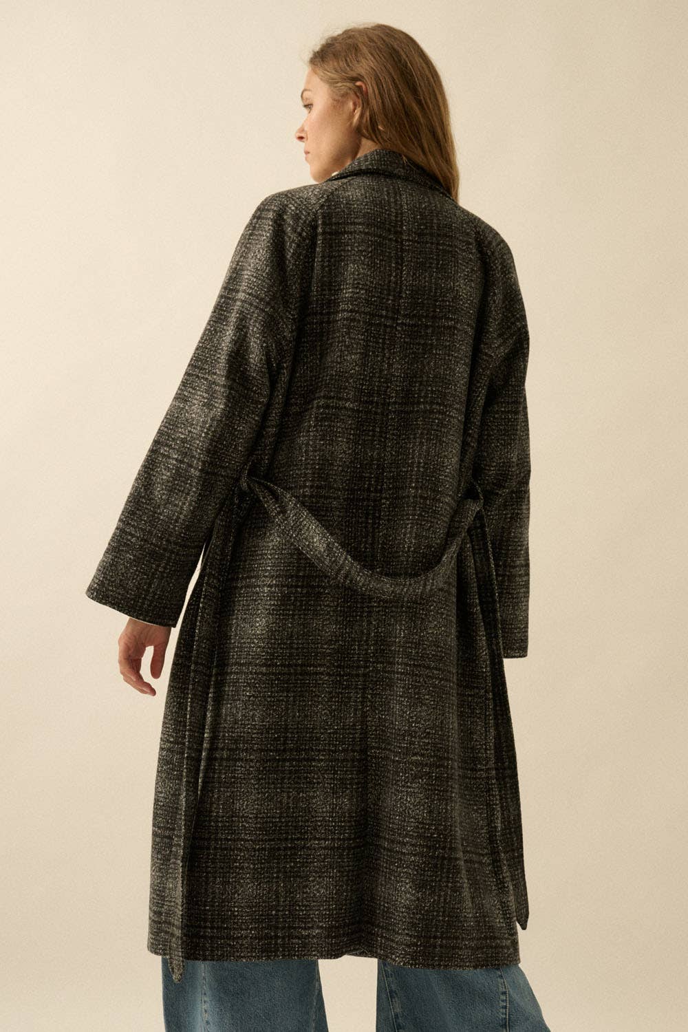 Refined Plaid Belted Coat