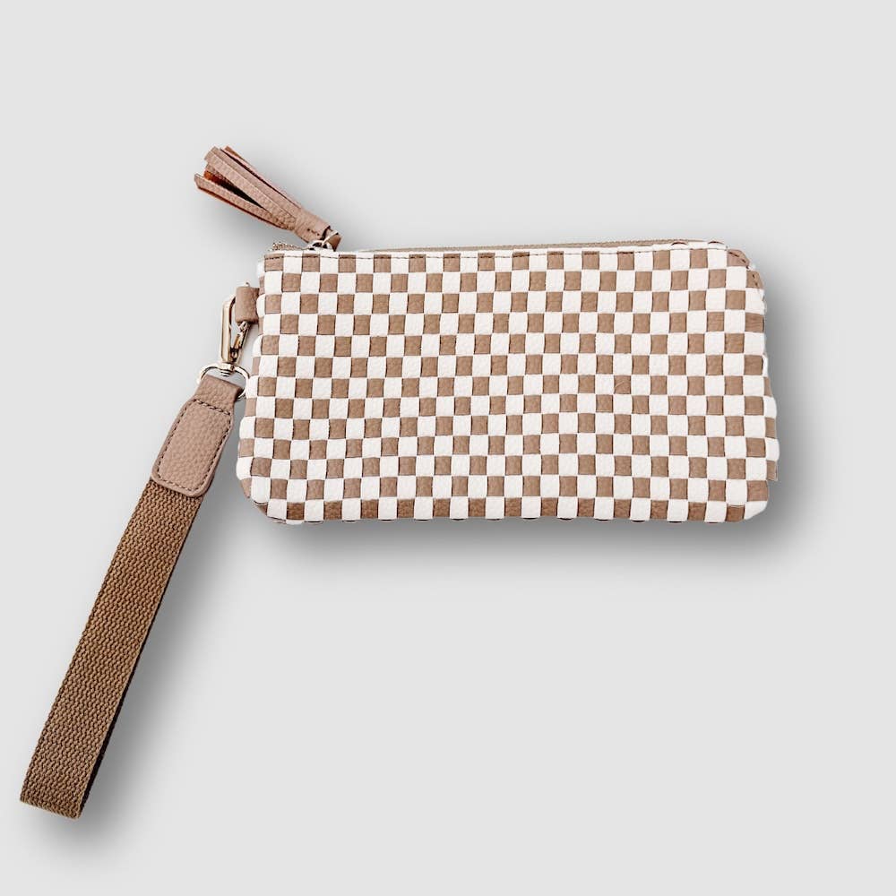 On The Go Checkered Wristlet restock