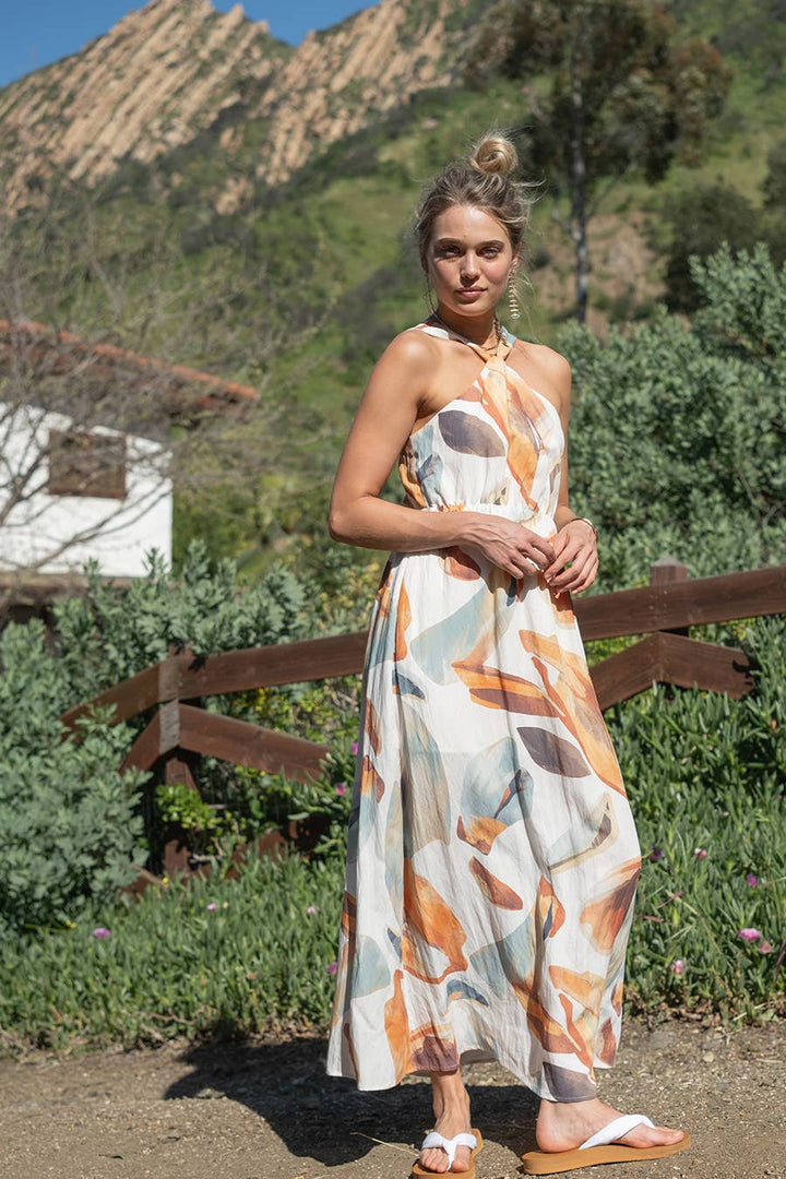Coastal Canvas Halter Maxi Dress
