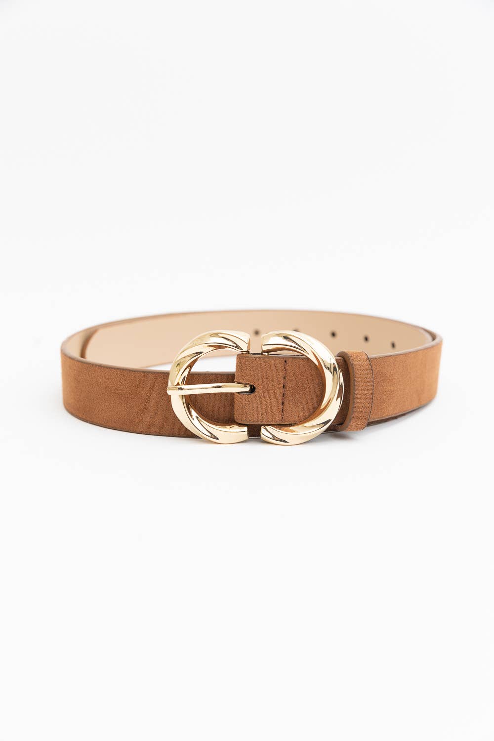 Double C Buckle Suede Belt