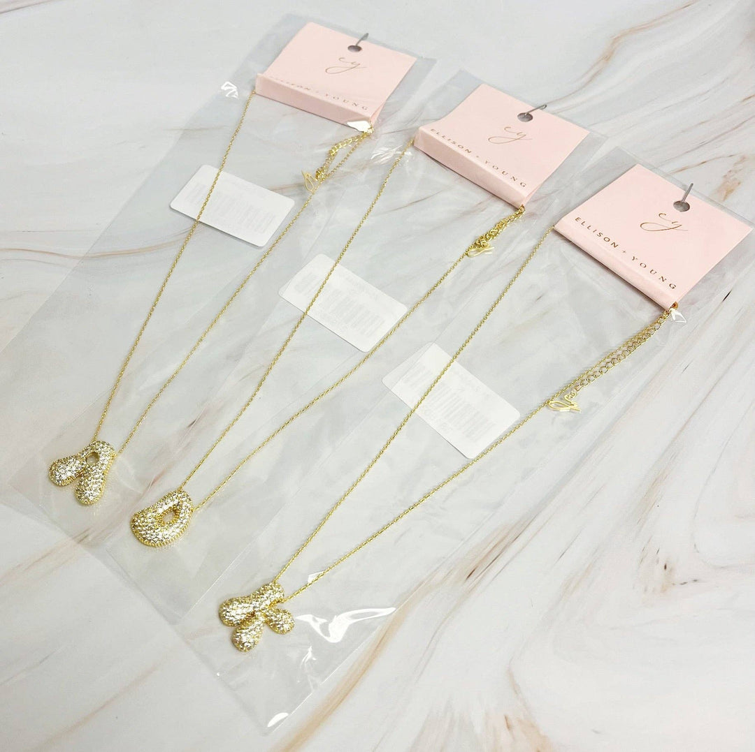 Pave Bubble Initial Necklace