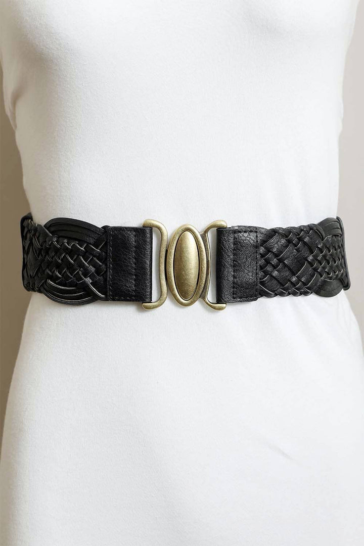 Oval Buckle Braided Stretch Belt