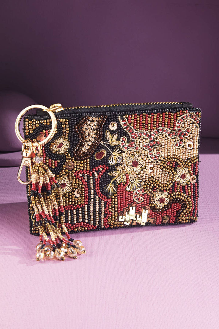 Holly Beaded Coin Pouch