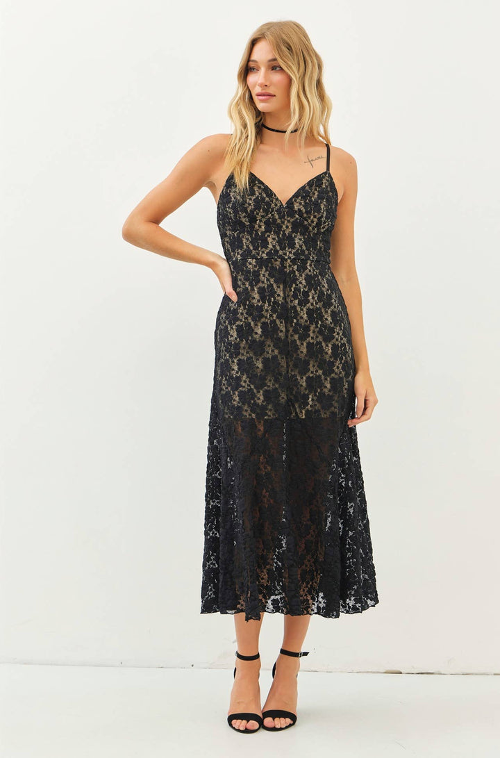Twilight Affair Lace Midi Dress