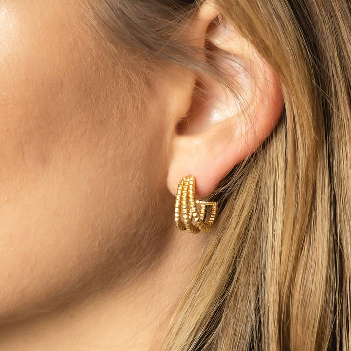 Gold Dipped Triple Hoop Earrings