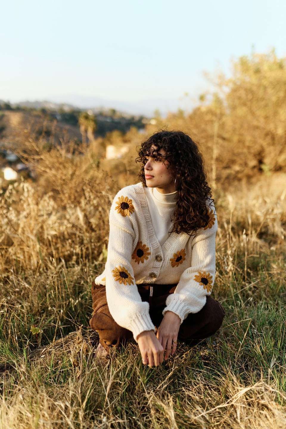 Sunflower Embroidered Crochet Cardigan