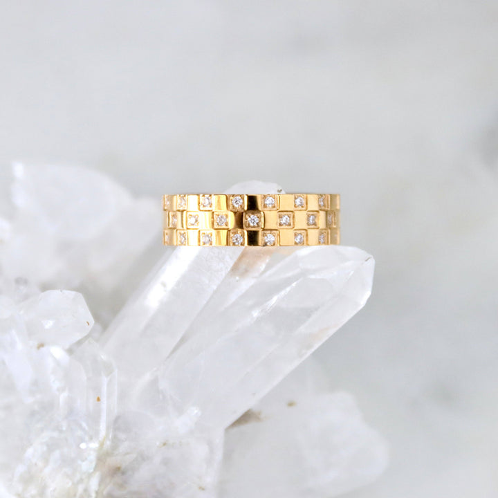 Checker Board CZ Ring