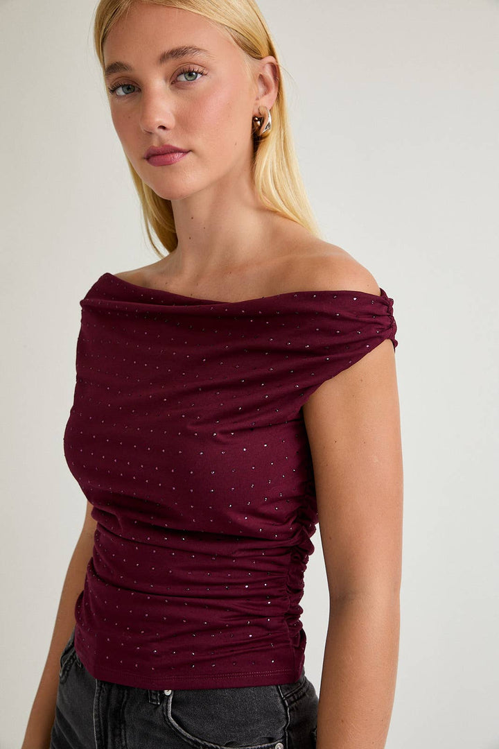 Elara Sparkle Off-The-Shoulder Top