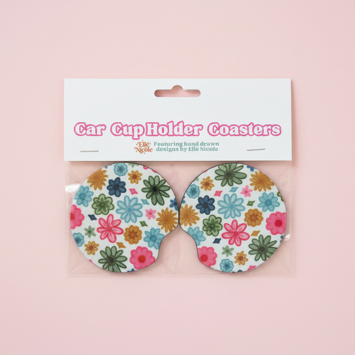 Car Cupholder Coasters - Watercolor Florals