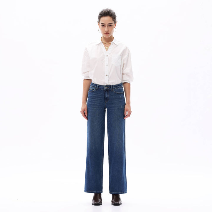 Rowanne Mid-Rise Wide Leg Jeans