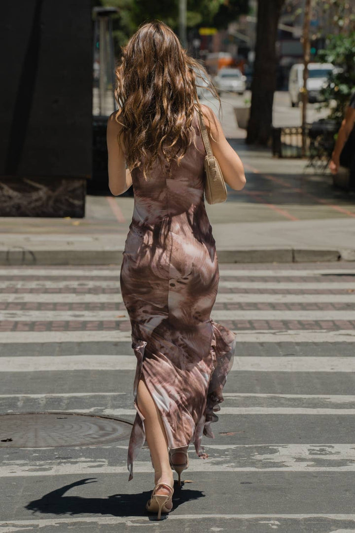 Mia Mesh Ruffle Maxi Dress