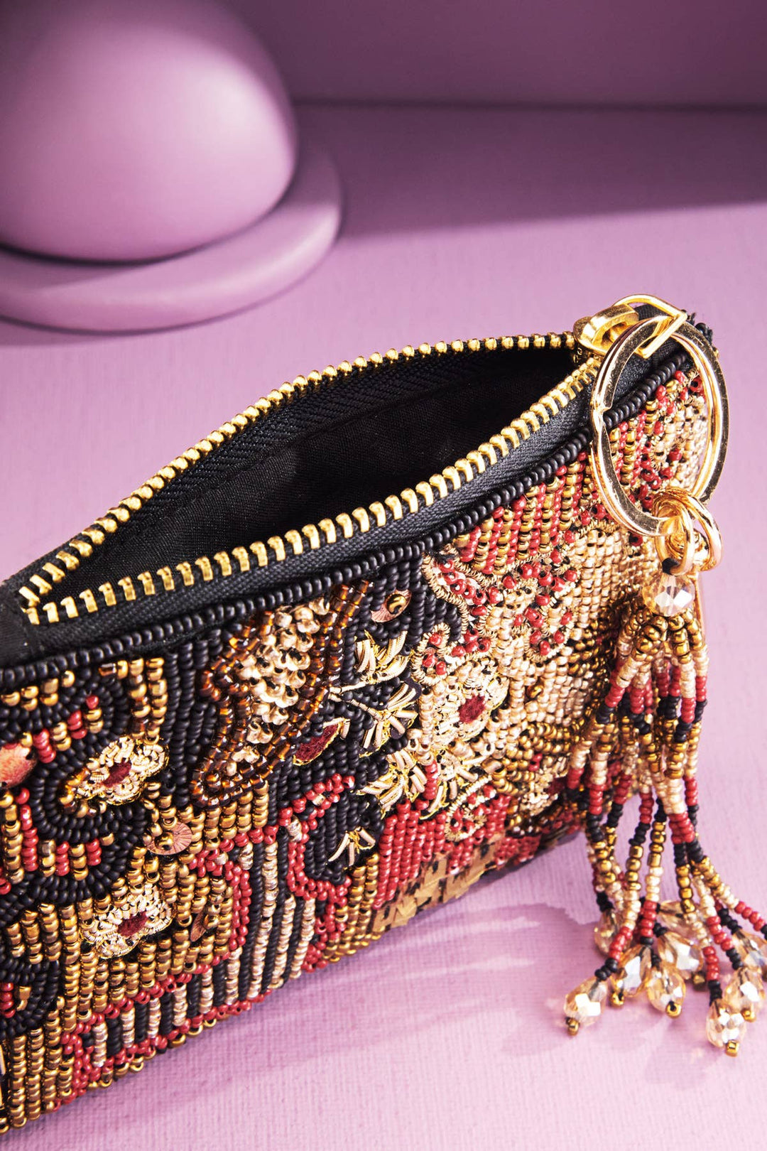 Holly Beaded Coin Pouch