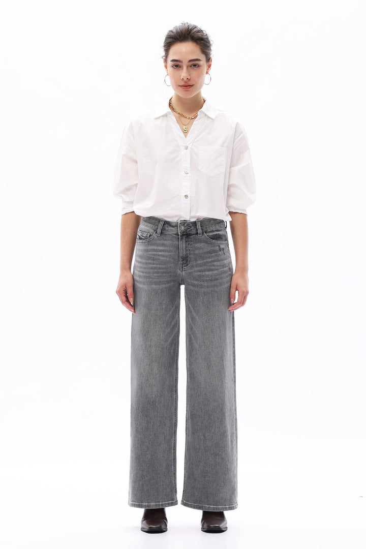 Rowanne Mid-Rise Wide Leg Jeans