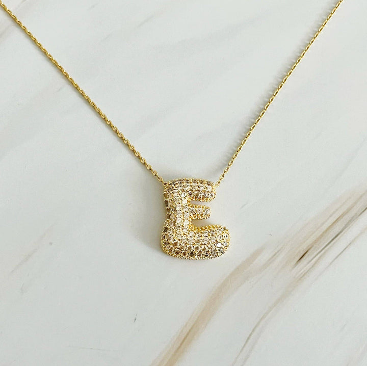 Pave Bubble Initial Necklace