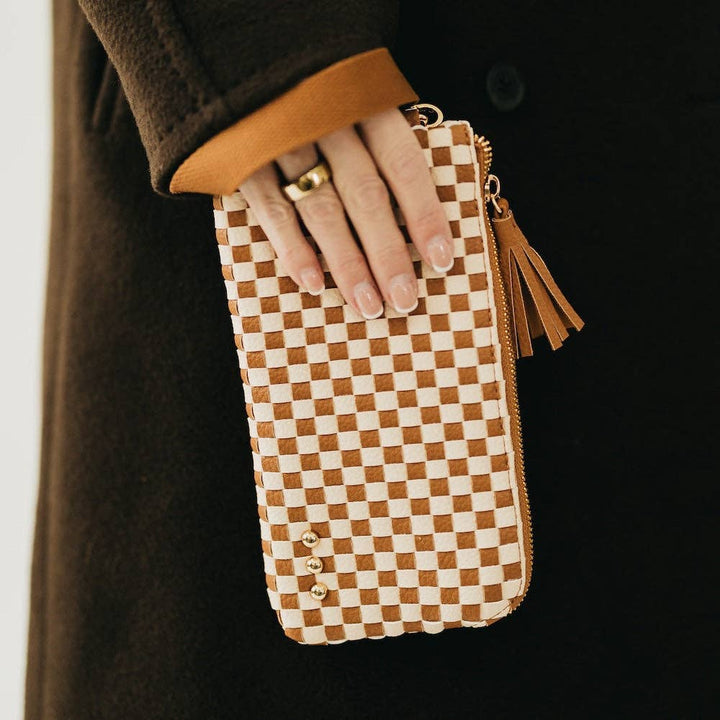 On The Go Checkered Wallet Wristlet