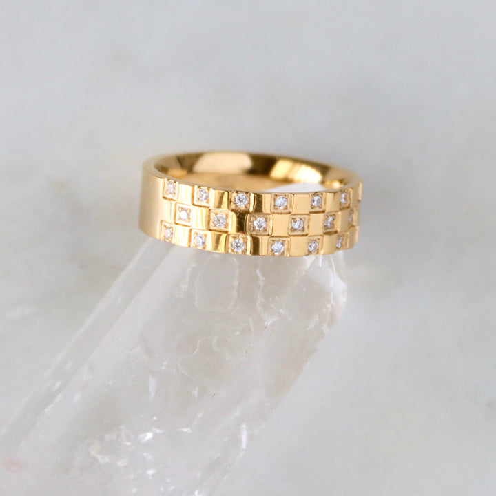Checker Board CZ Ring