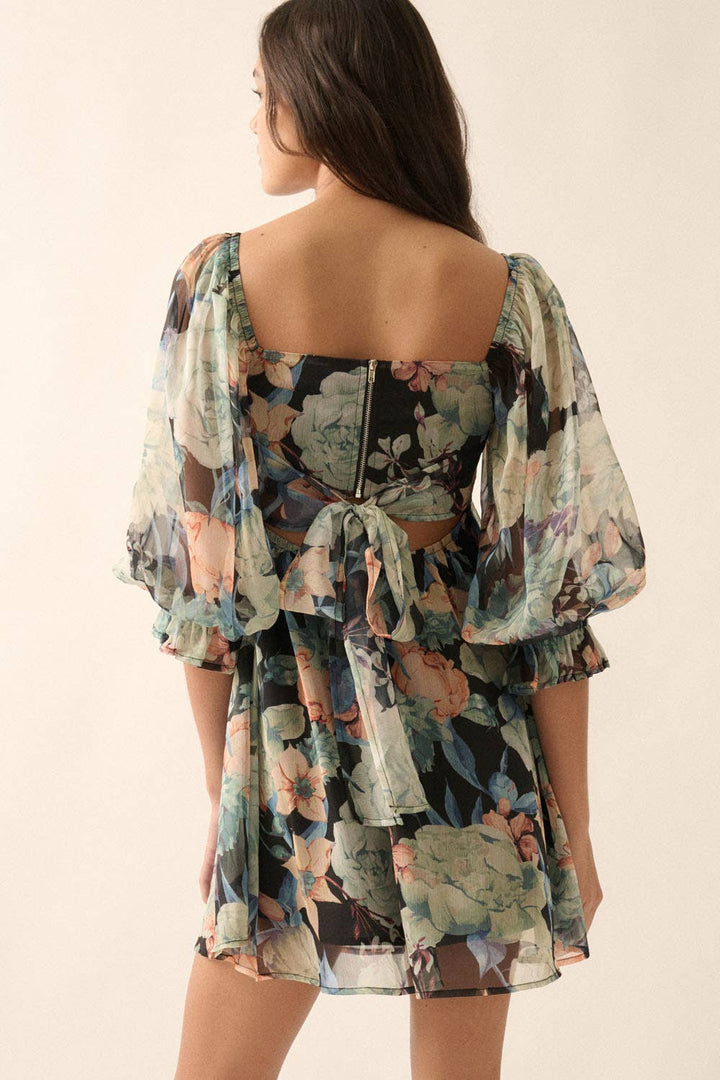 Midnight Blooms Mini Dress