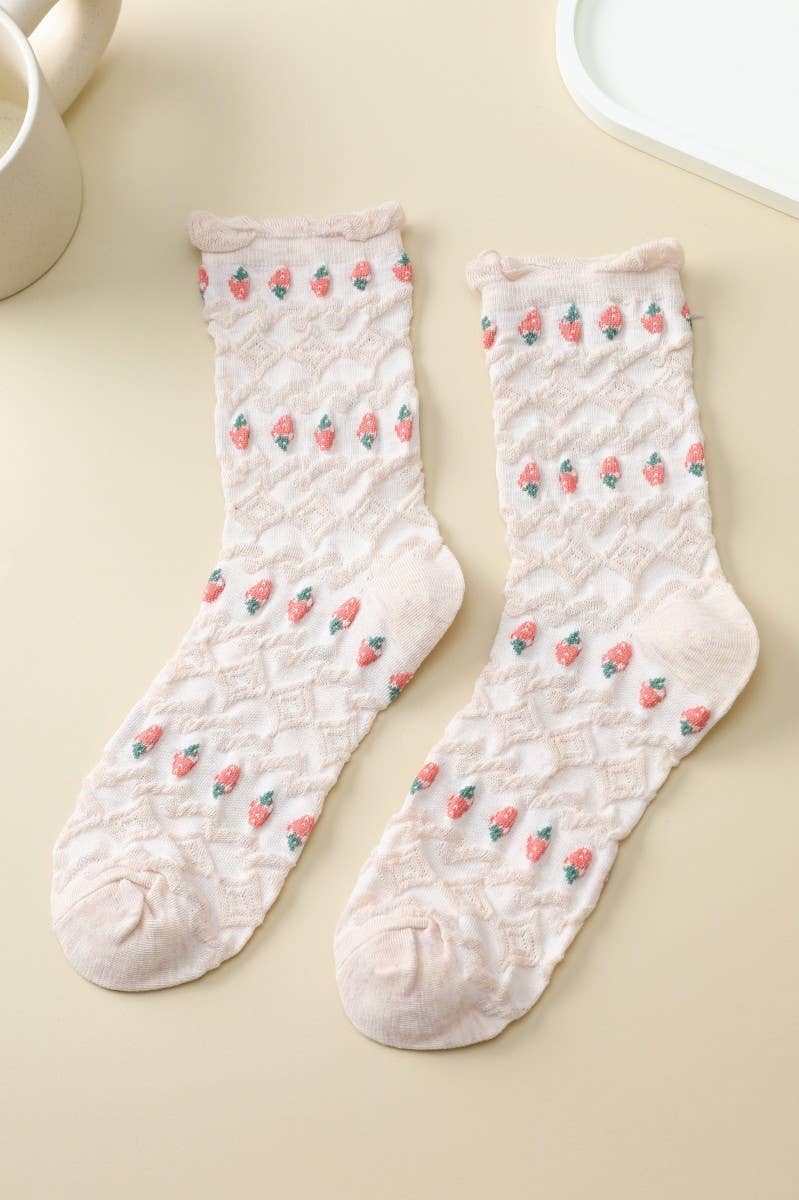 Strawberry Ruffle Socks