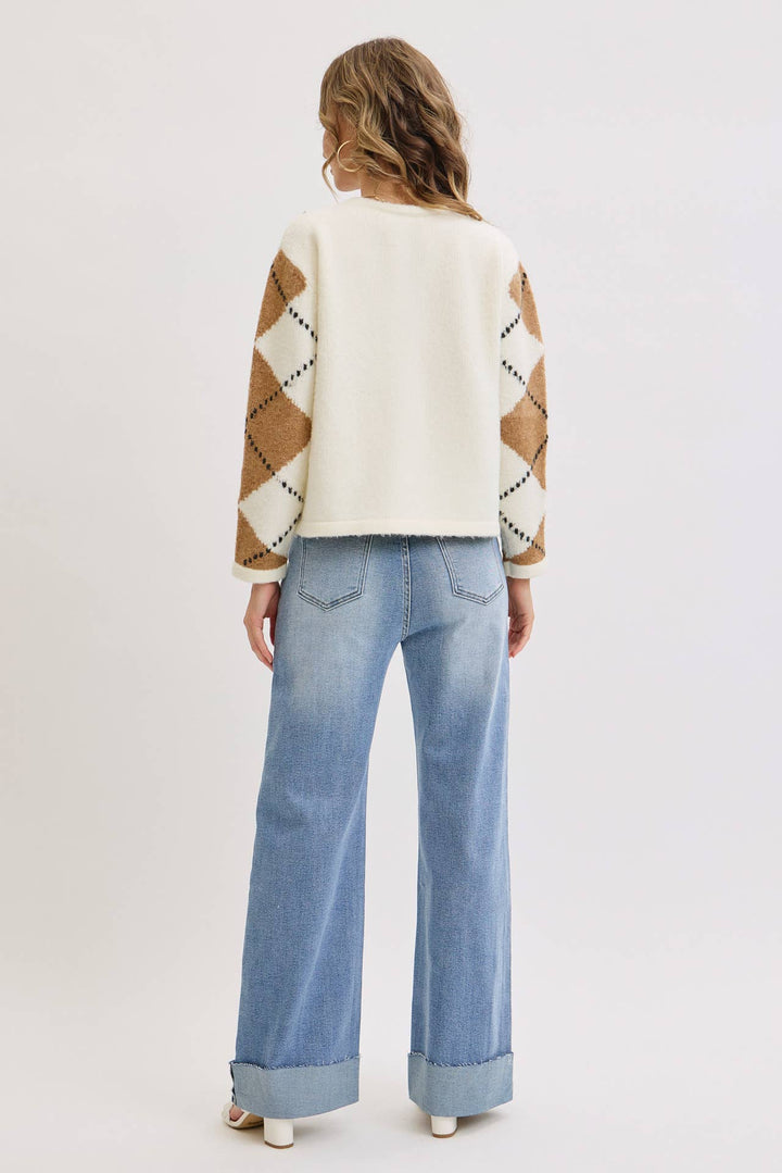 Honey and Cream Argyle Cardigan