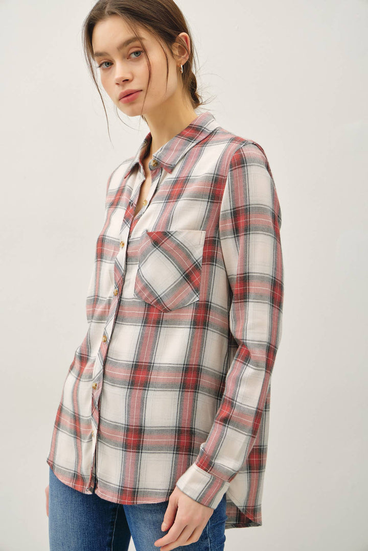 Ohio Plaid Button Down-Red