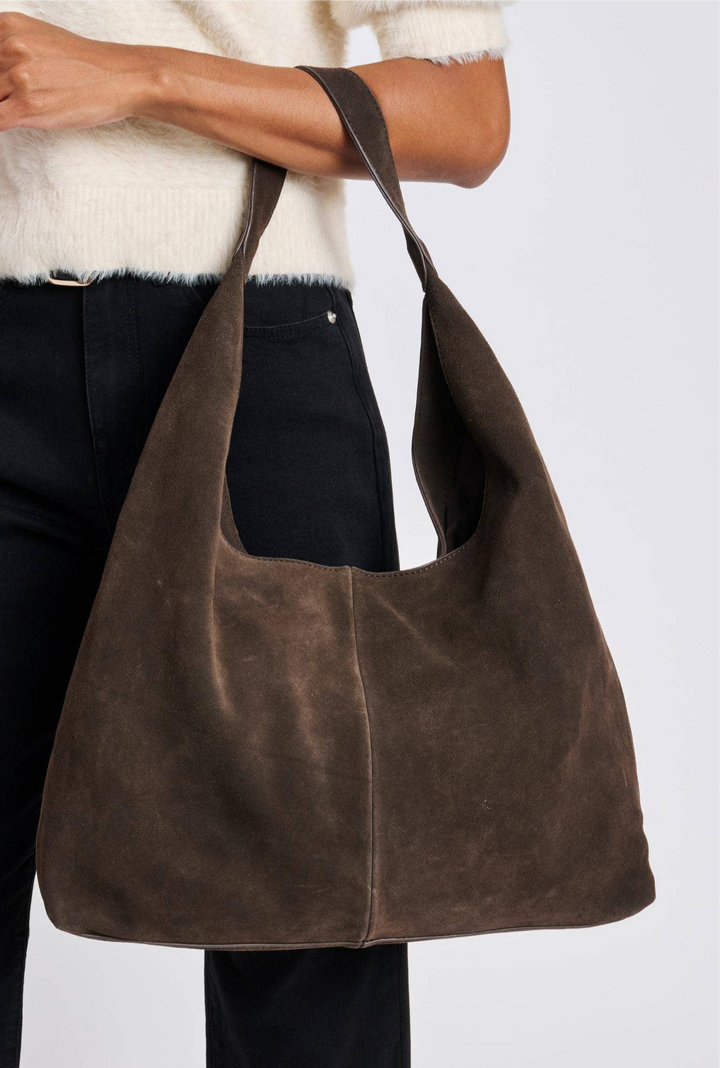 Amber Suede Leather Hobo