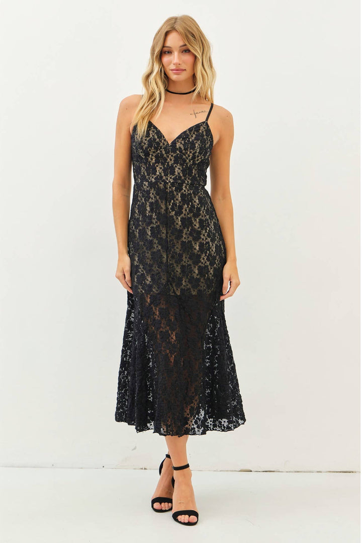 Twilight Affair Lace Midi Dress