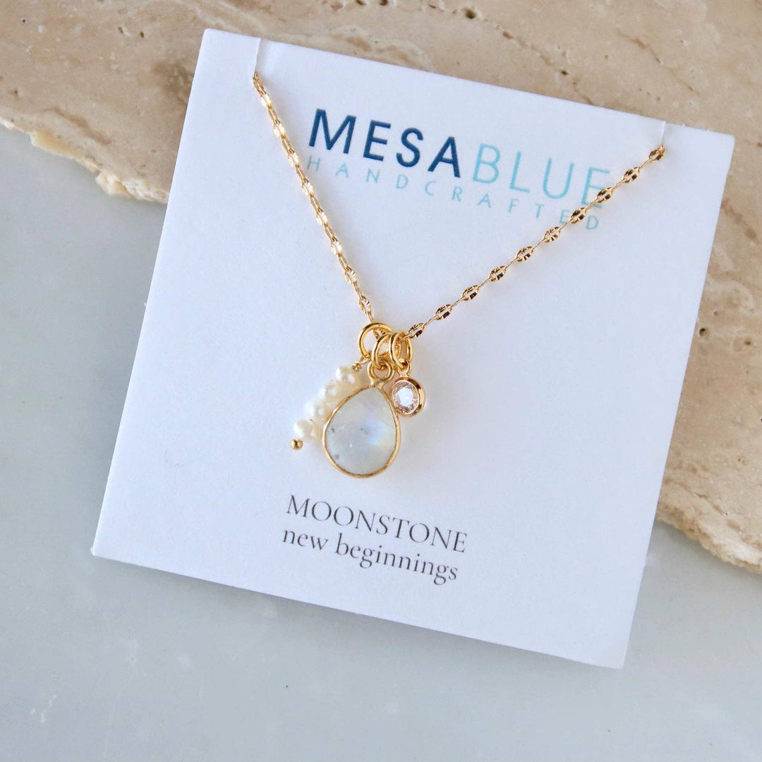 Moonstone Charm Toggle Necklace