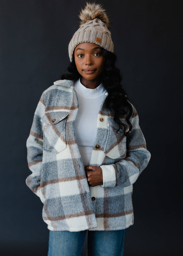 Landon Neutral Plaid Jacket