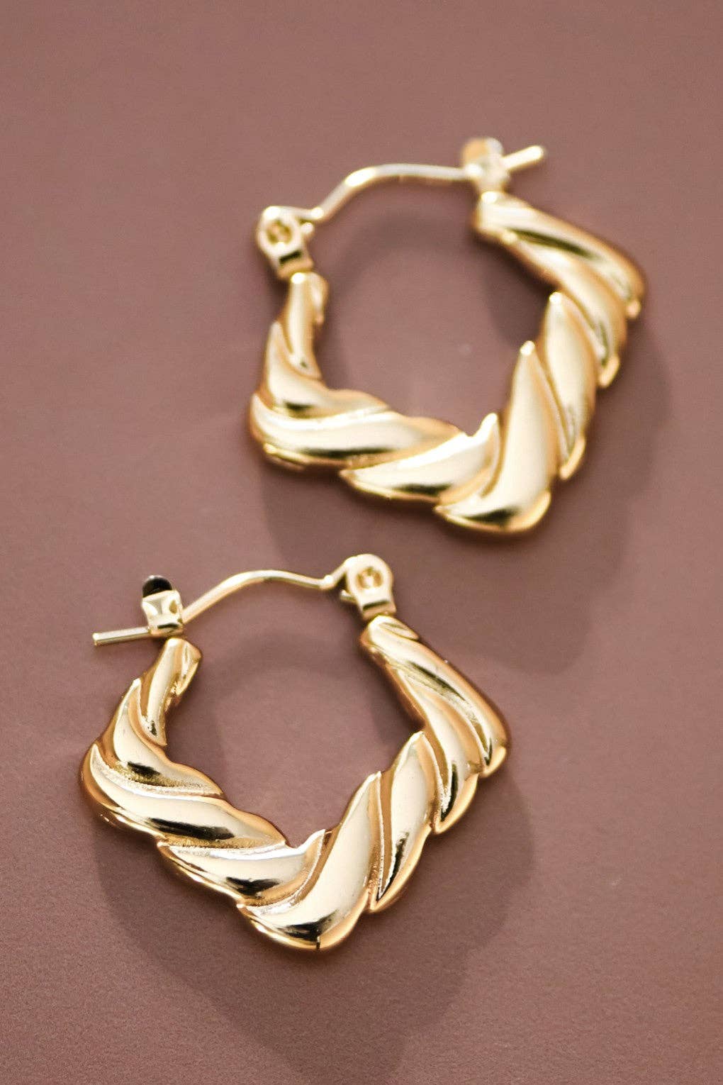 Gold Twist Hoop Earrings
