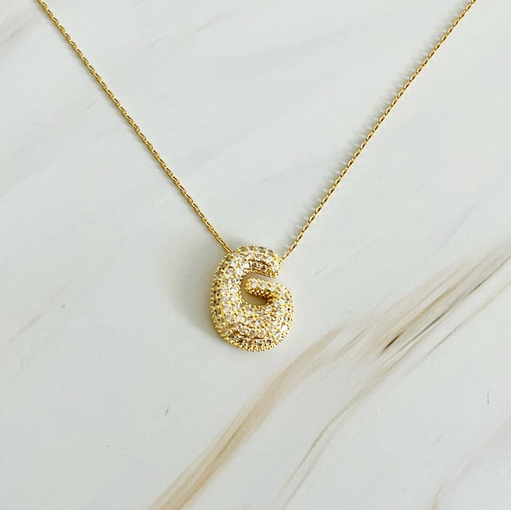 Pave Bubble Initial Necklace