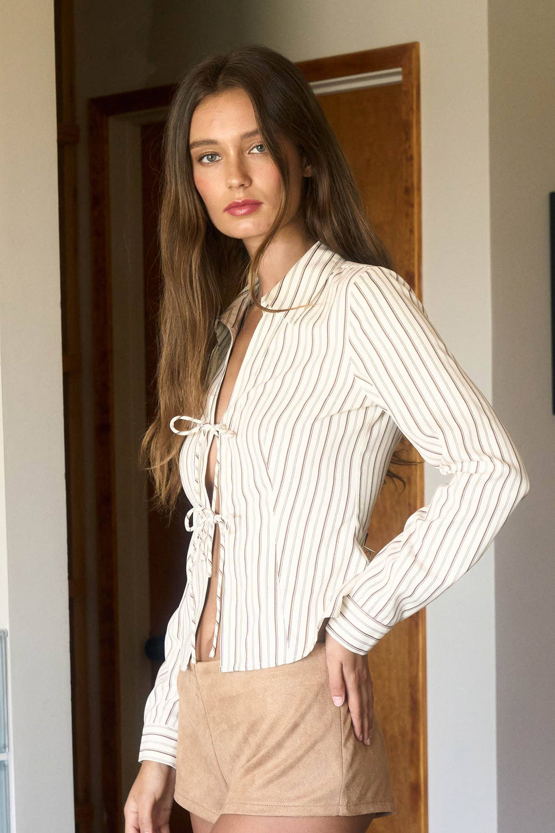 SoHo Striped Tie Top