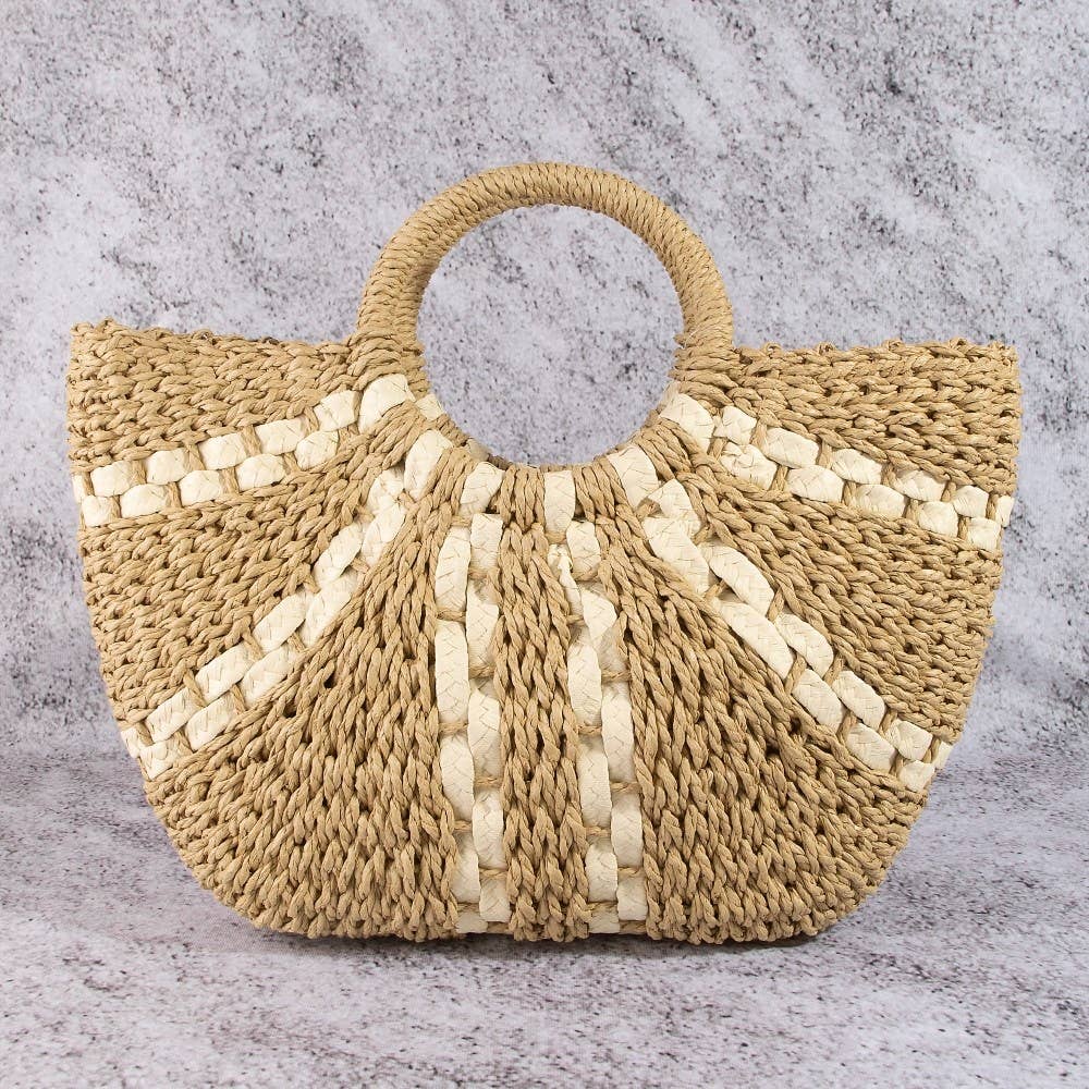 Palma Striped Straw Tote Bag