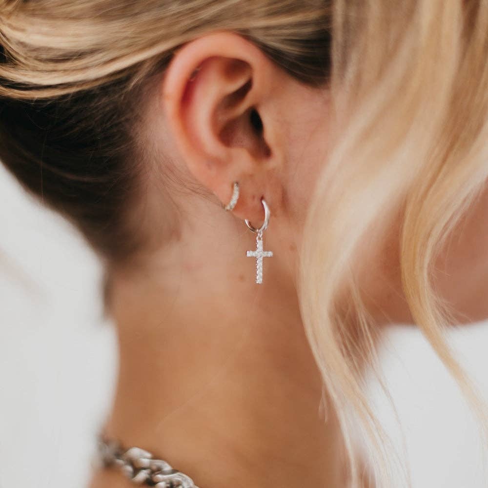 Hope Diamond Cross Earrings - waterproof